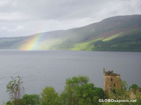 Postcard Loch Ness, Castle & Rainbow