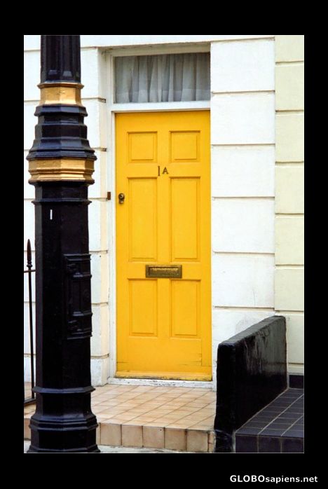 Postcard Georgian style door, London
