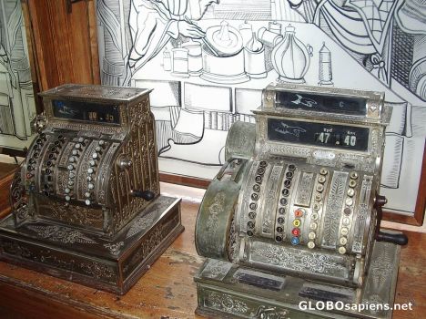 Postcard Old cashier machines
