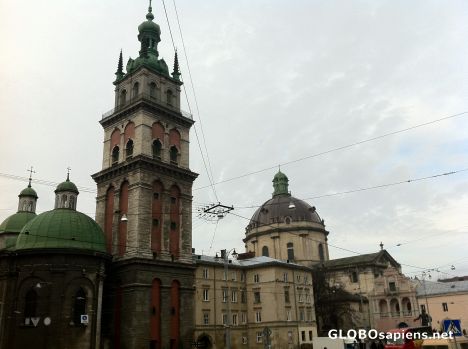 Postcard Lwów (UA) - the Dormition and Dominican Churches