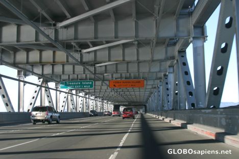 Postcard Bay Bridge to Oakland, San Francisco, California