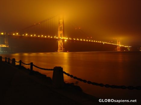 Postcard Golden Gate at night