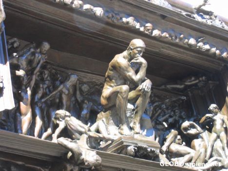 Postcard Rodin - The Thinker amid Chaos