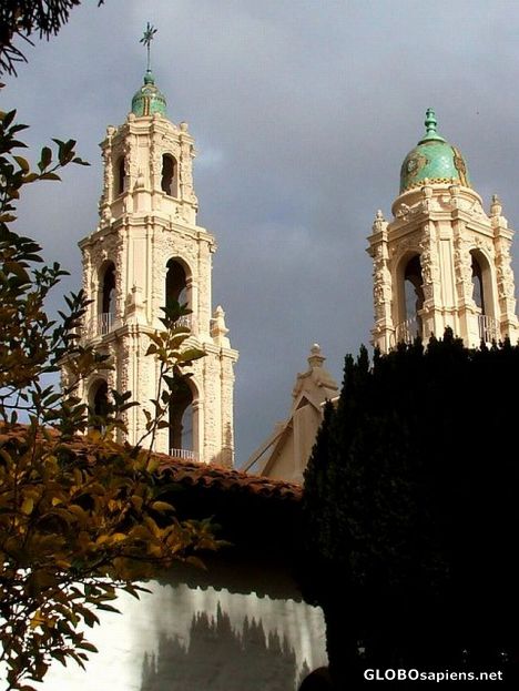 Postcard Mission Dolores-view from the cemetery