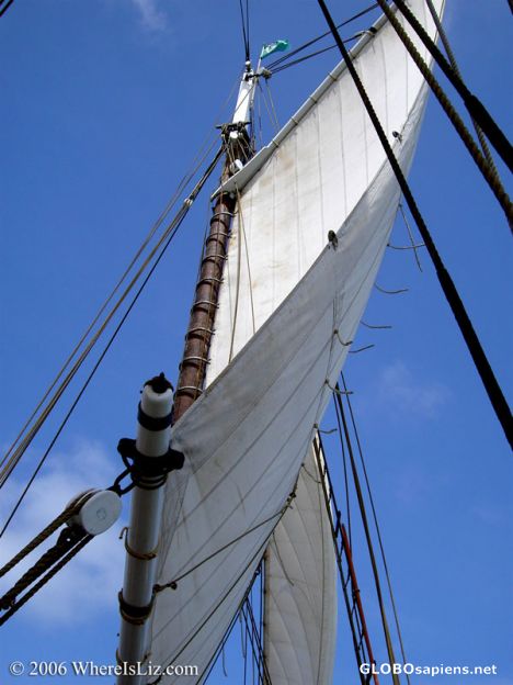 Postcard Antique Sailing Ship, Detail Mast