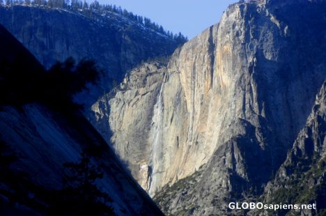 Postcard Yosemite falls from the Mist Trail