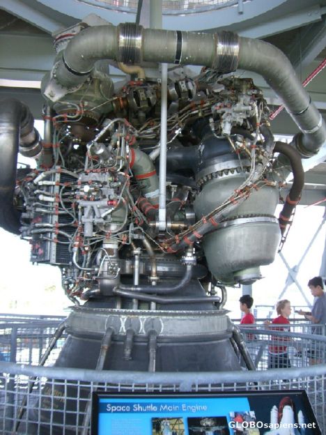 Postcard Shuttle Engine on display