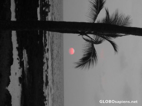 Postcard a B&W sunset w/red filter off Kona