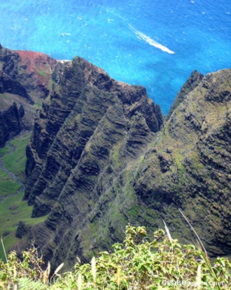 Postcard Vista of Napali Cliffs on Kauai