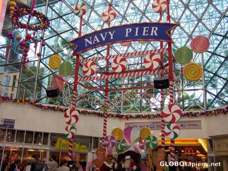 Postcard Navy Pier Dressed For Christmas