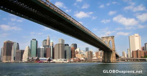 Postcard Manhattan with Brooklyn Bridge