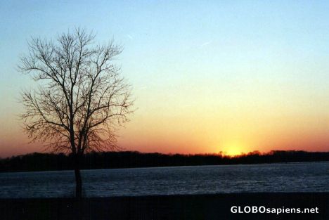 Postcard Sunset over the Mississippi River.