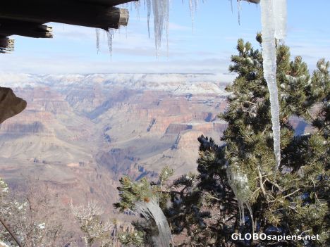 Postcard Icicles frame the Canyon