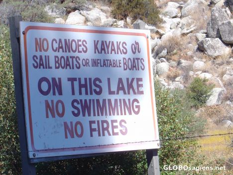 Postcard No Fun on Lakes in California