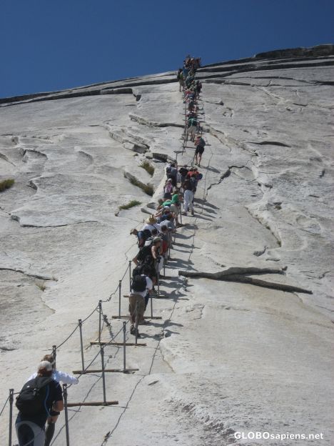 Postcard Climbing up the Half Dome Cables