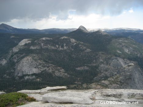 Postcard From on top of Half Dome - storm coming in