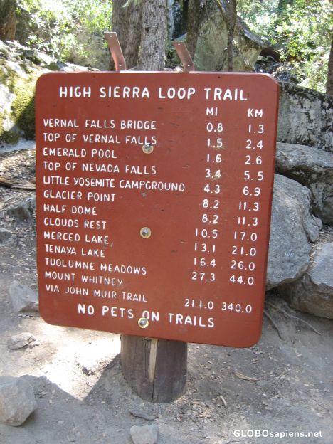 Postcard First/Last sign on the High Sierra Loop
