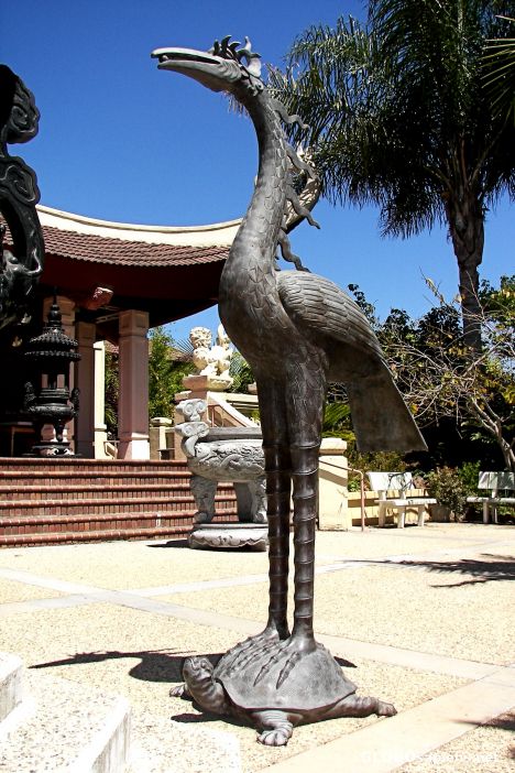 Postcard Crane Statue at Chua Duc Vien Temple