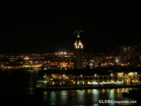 Postcard Aloha Tower at night