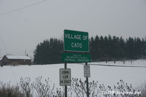 Postcard Cato welcome sign