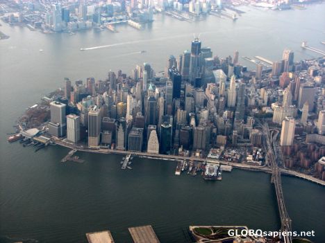 Postcard Lower Manhattan with Brooklyn Bridge