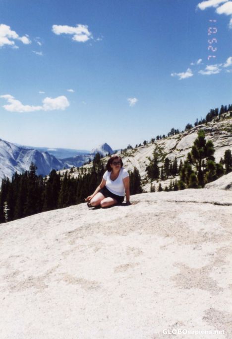 Postcard Yosemite granite rock and Half Dome
