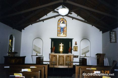 Postcard Lava Rock Church-interior