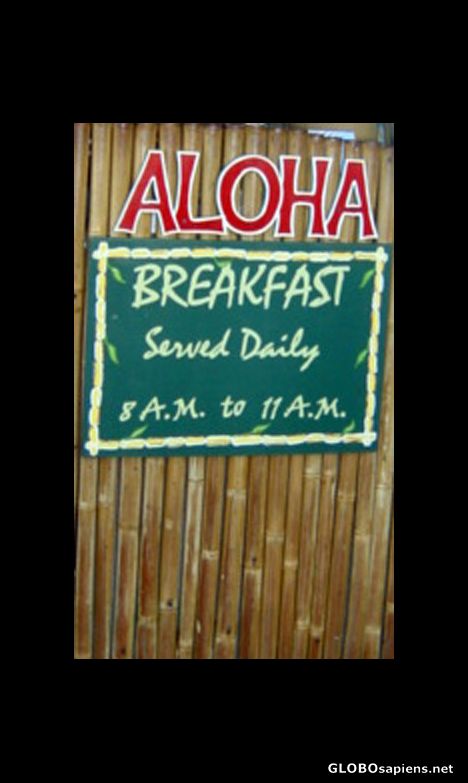 Postcard Aloha - want a greasy beakfast