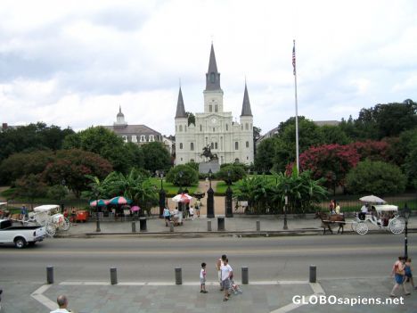 Postcard St. Louis Cathedral across Jackson Square