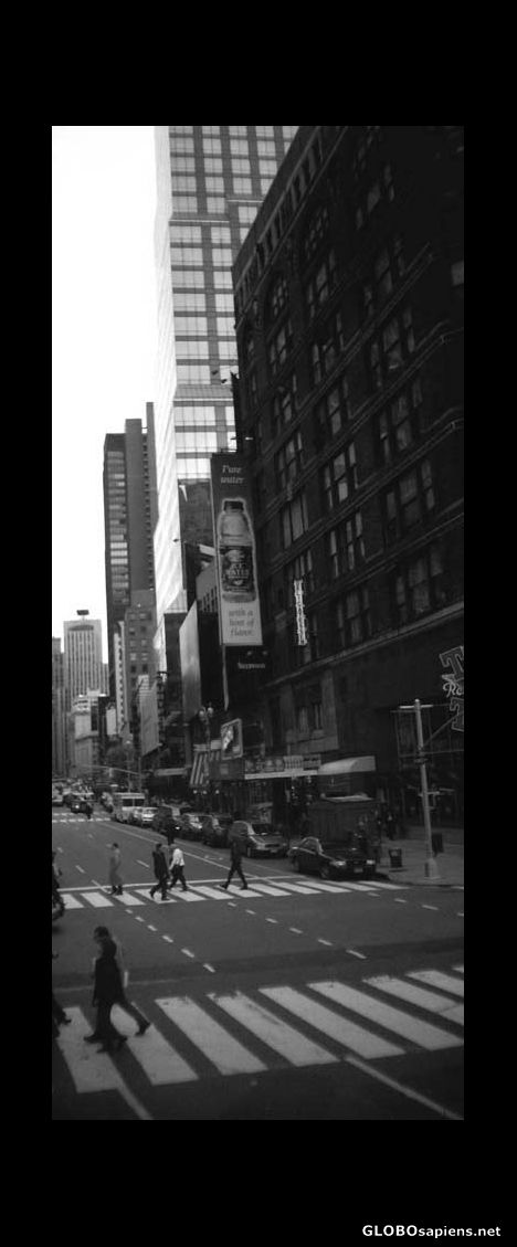 Postcard Black and white New York city street.