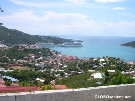 Postcard St Thomas cruise ships port (US Virgin Islands)