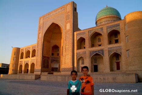 Postcard Bukhara - two little Uzbeks