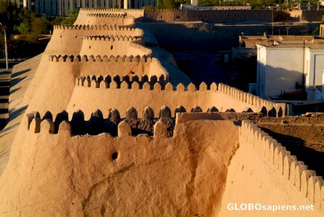 Postcard Khiva - Wavy City Walls at Sunset