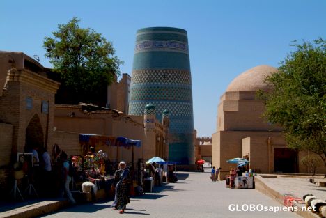 Postcard Khiva - shops along Palvan Kori