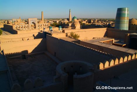 Postcard Khiva - old town at sunset