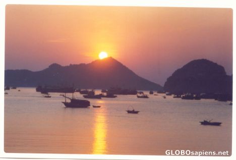 Postcard Sunset in Halong Bay