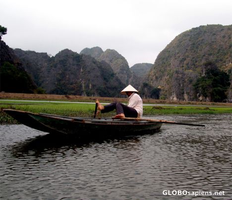 Postcard Rowing-the-Ngo-Dong River by-feet