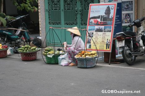 Postcard Local fruit seller