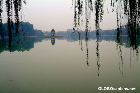 Postcard Hanoi - Pagoda on the lake