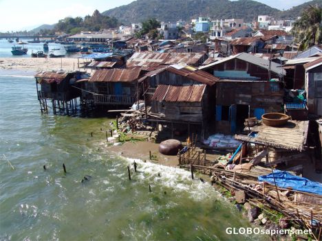 Postcard Fishermens homes, Nha Trang, Vietnam