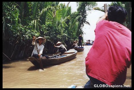 Postcard People in the Mekong river little channels.