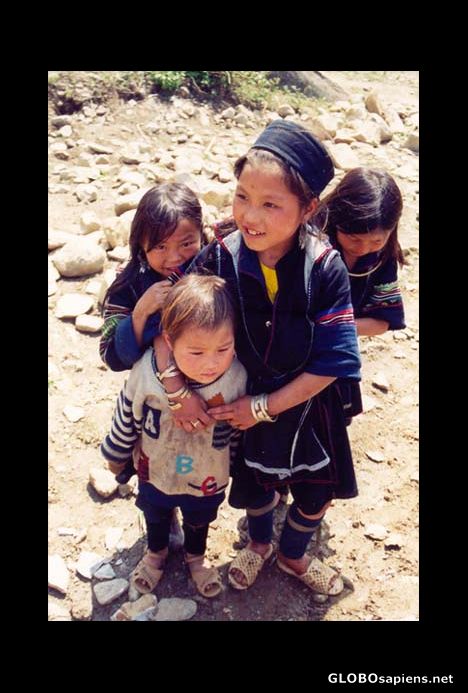 Postcard Hmong children, Sapa, Vietnam