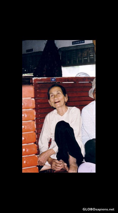 Postcard Grandma on the Train