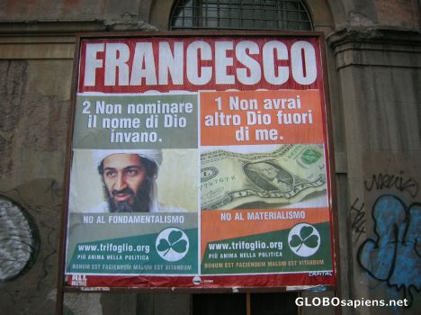 Postcard Political propaganda in Vatican walls