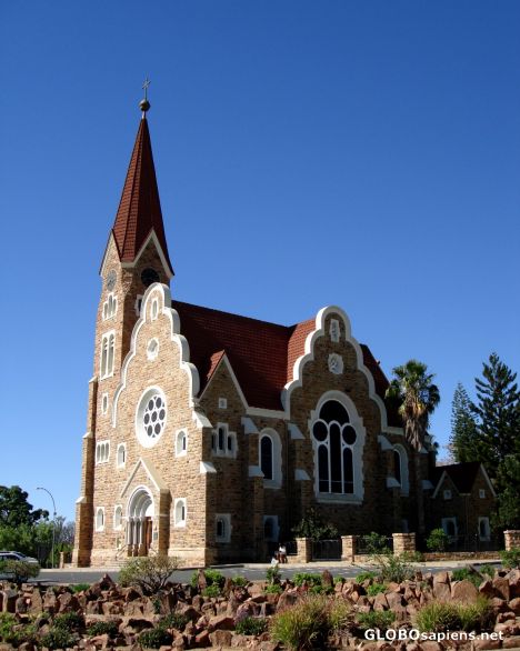 Postcard Christuskirche overlooking Windhoek