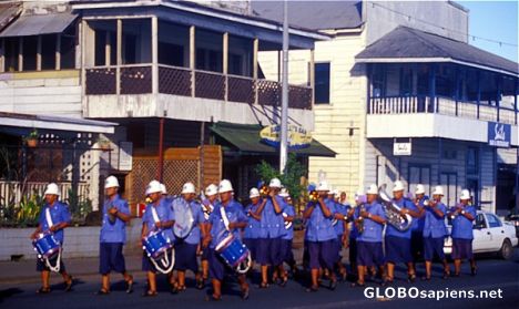 Postcard Apia police band