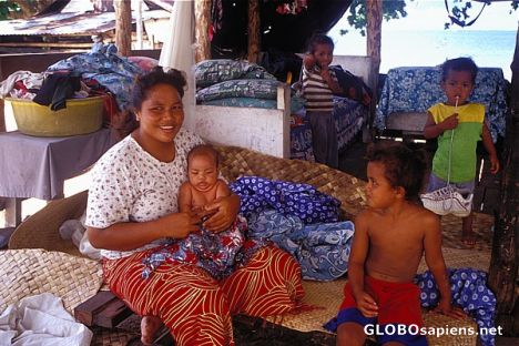 Postcard Samoan family