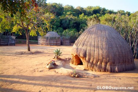 Postcard Mantenga Village - traditional house