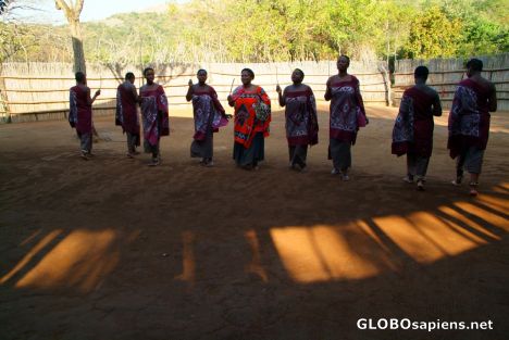 Postcard Mantenga Village - girls singing
