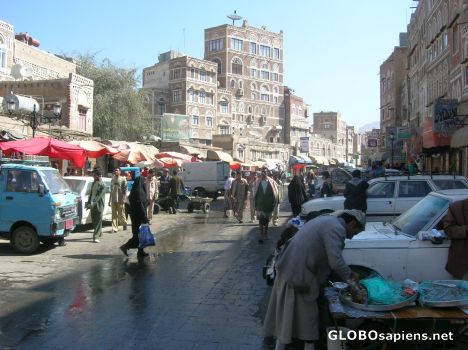 Postcard Fish sellers in Sanaa downtown